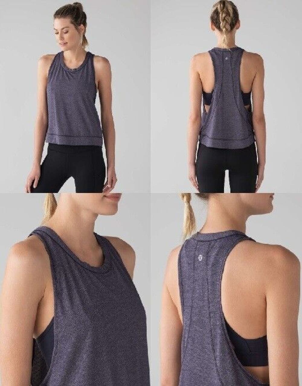 Lululemon Pace Perfect Muscle Tank Run Athletic Heathered Midnight Navy M/L